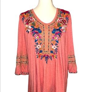 Johnny Was Tunic Embroidered Top sz XL